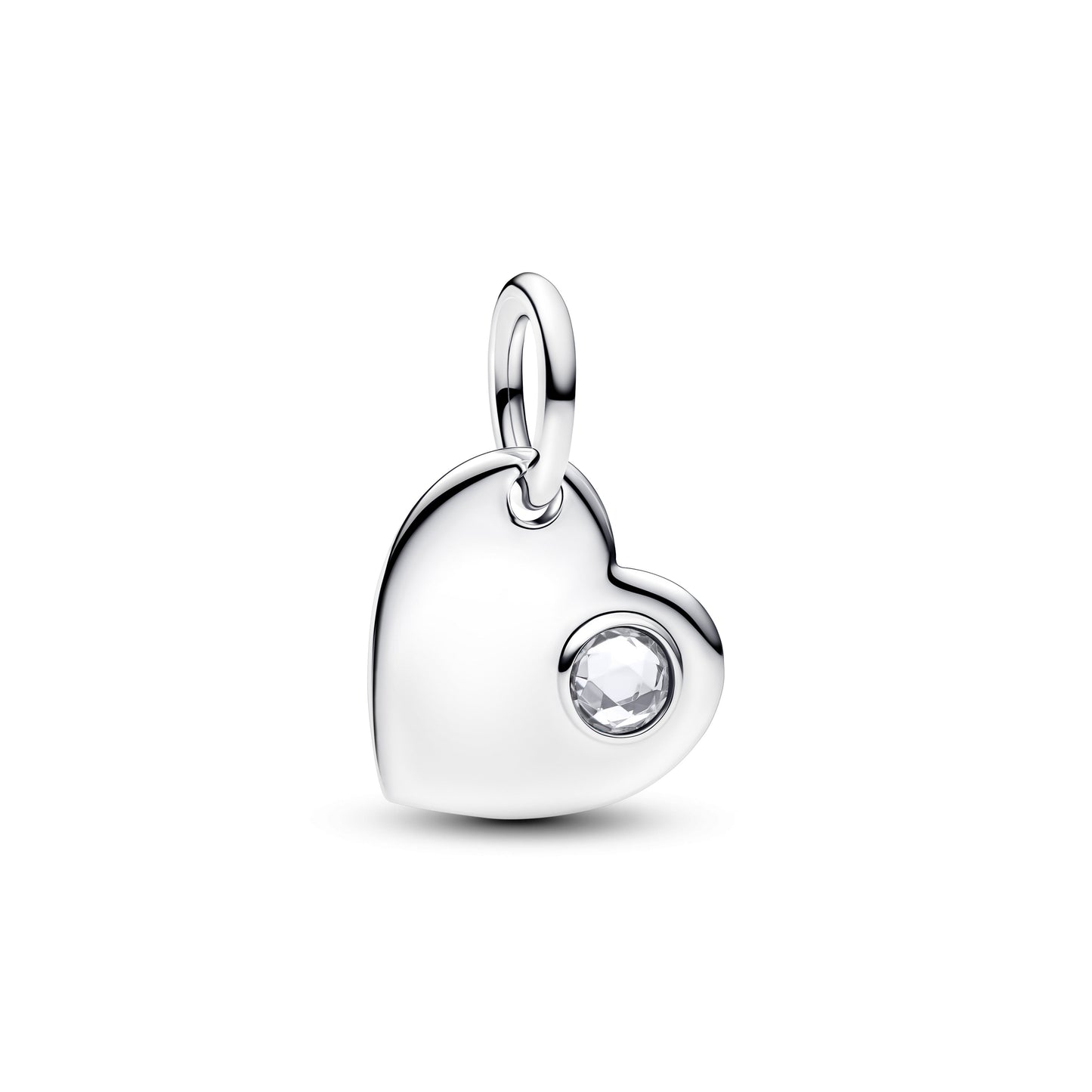April Engravable Heart Clear Stone Dangle Charm Premium Fashion Jewelry Gift Collection