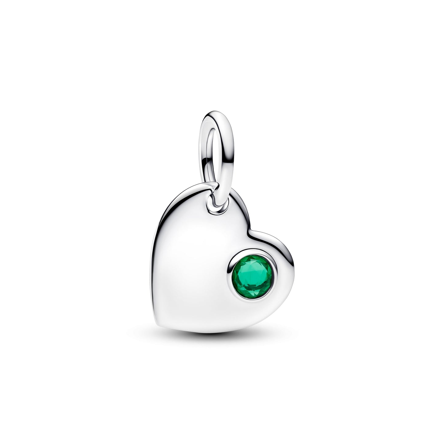 May Engravable Heart Green Stone Dangle Charm Premium Fashion Jewelry Gift Collection