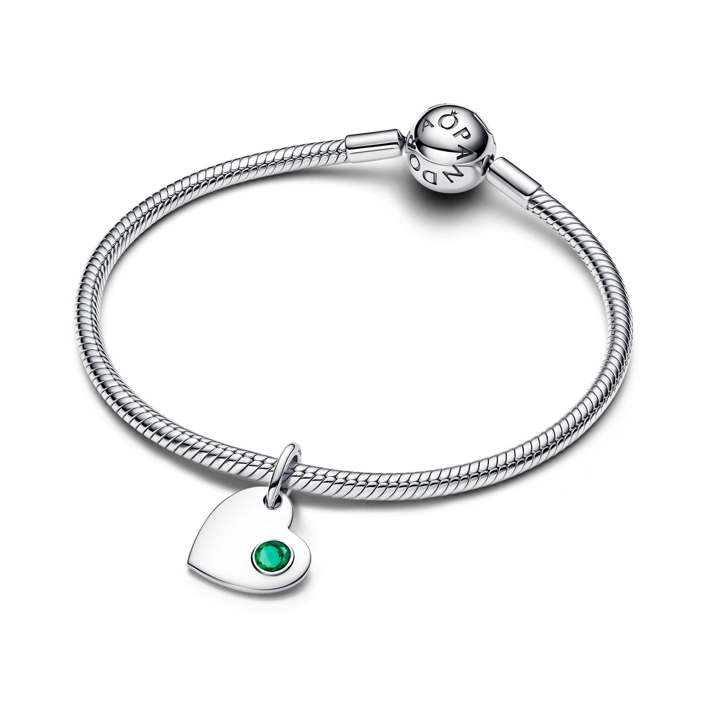 May Engravable Heart Green Stone Dangle Charm Premium Fashion Jewelry Gift Collection