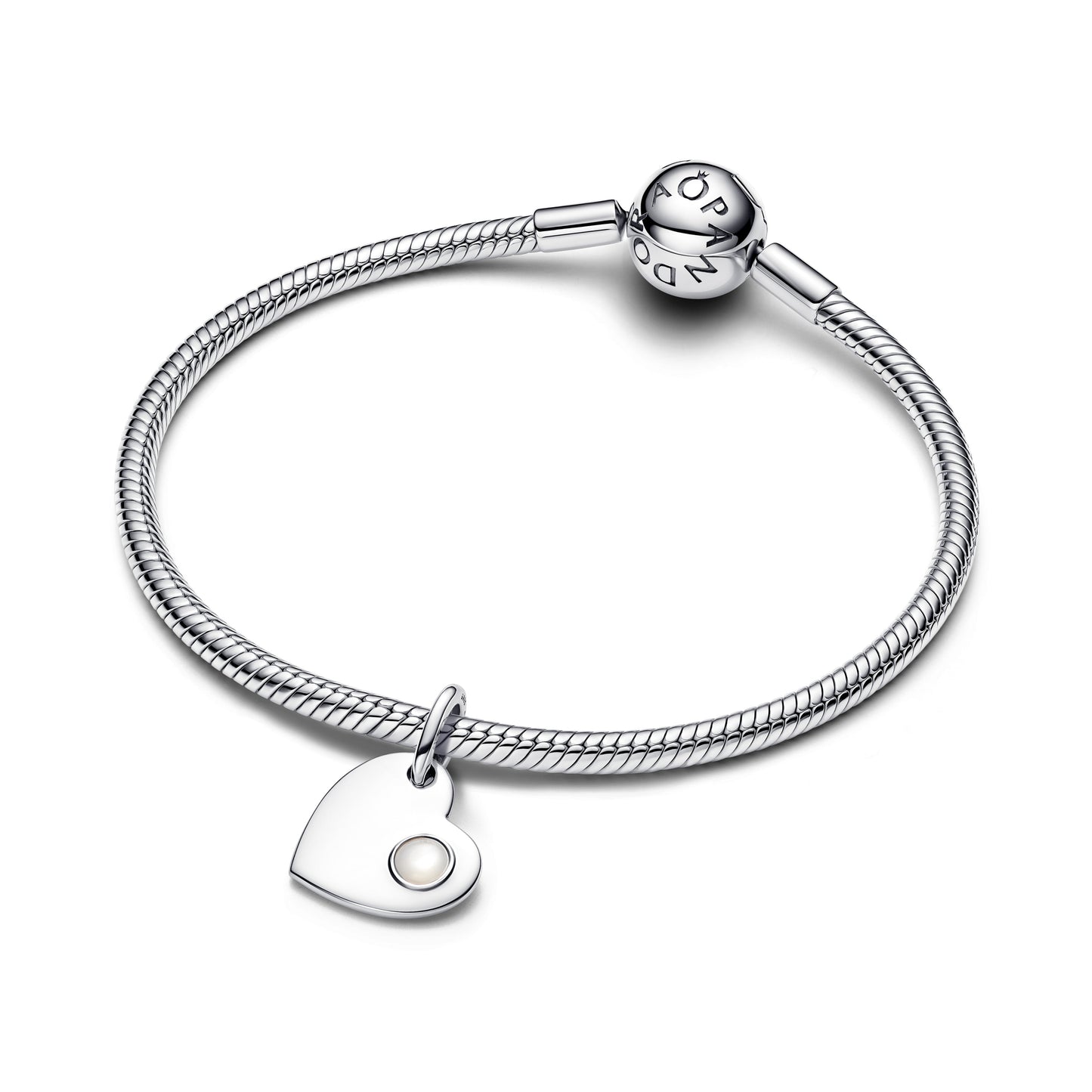 June Engravable Heart White Stone Dangle Charm Premium Fashion Jewelry Gift Collection