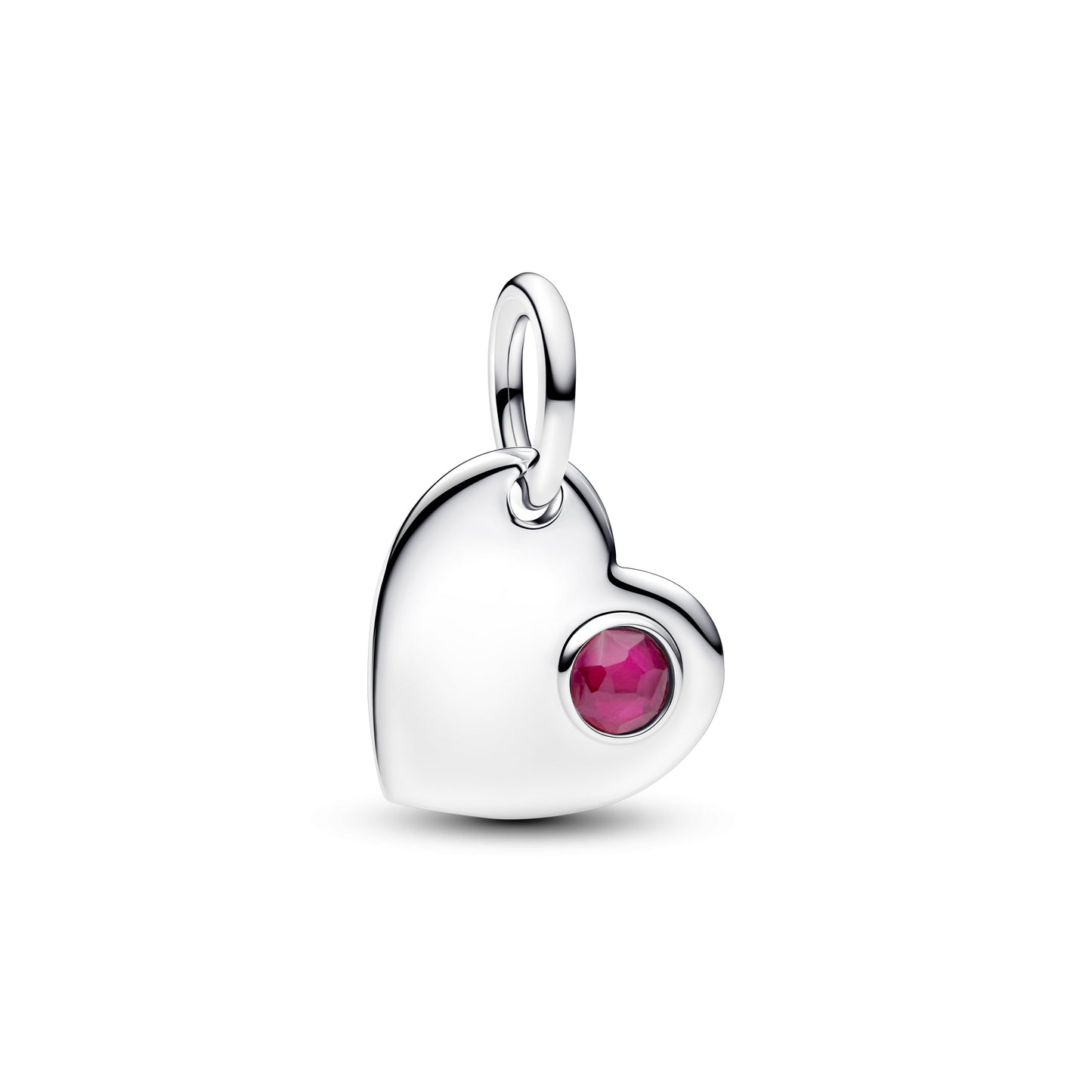 July Engravable Heart True Red Stone Dangle Charm Premium Fashion Jewelry Gift Collection