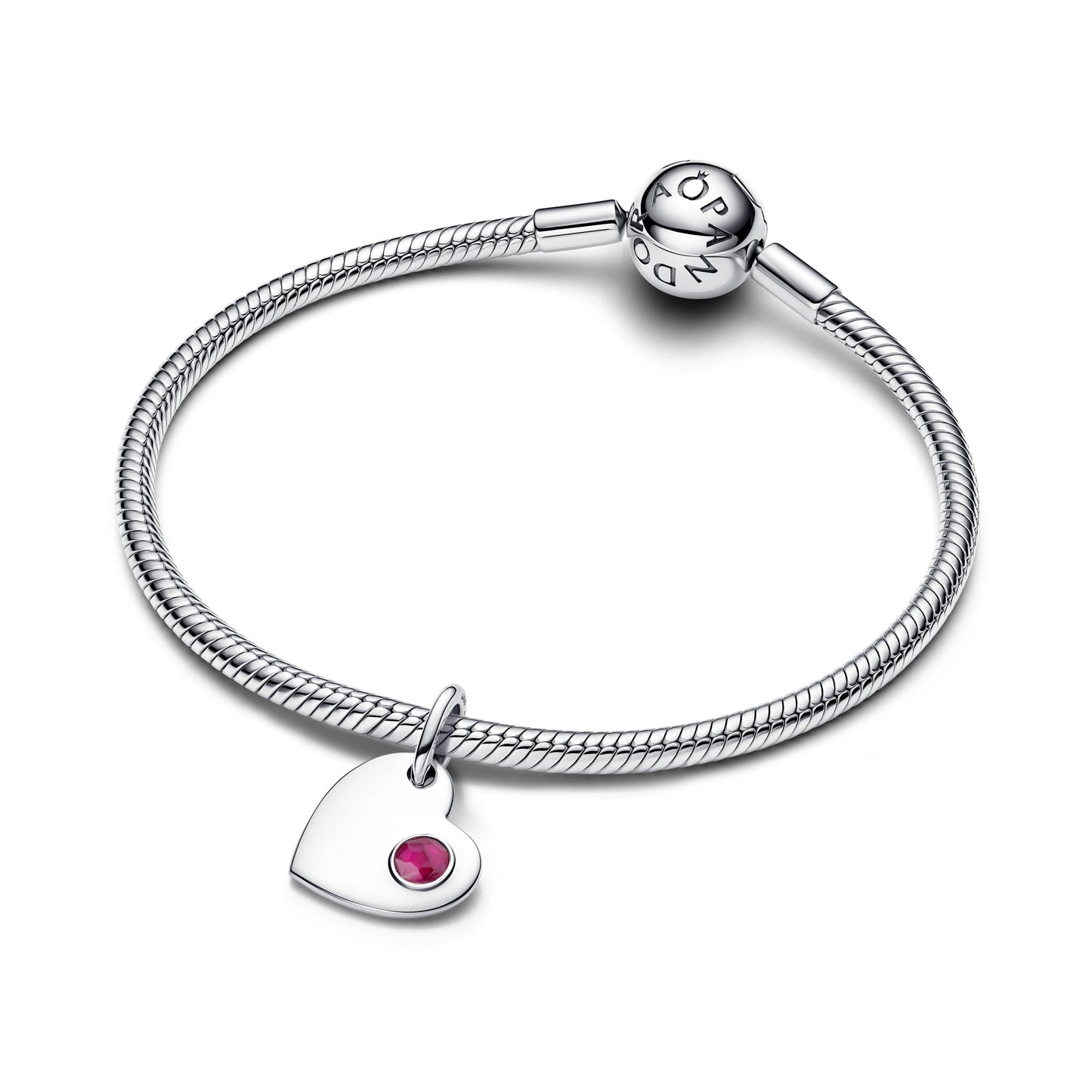 July Engravable Heart True Red Stone Dangle Charm Premium Fashion Jewelry Gift Collection