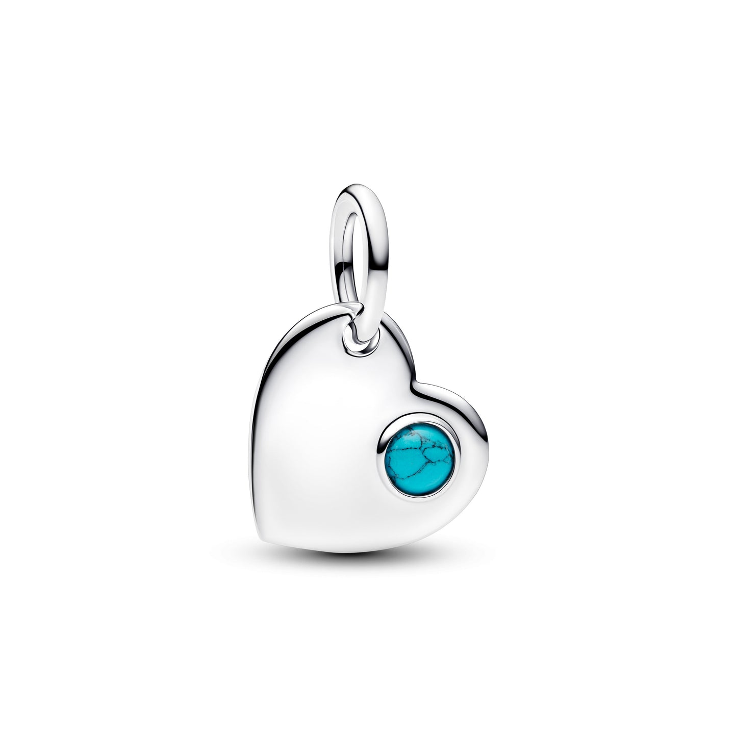 Engravable Heart Turquoise Blue Stone Dangle Charm Premium Fashion Jewelry Gift Collection