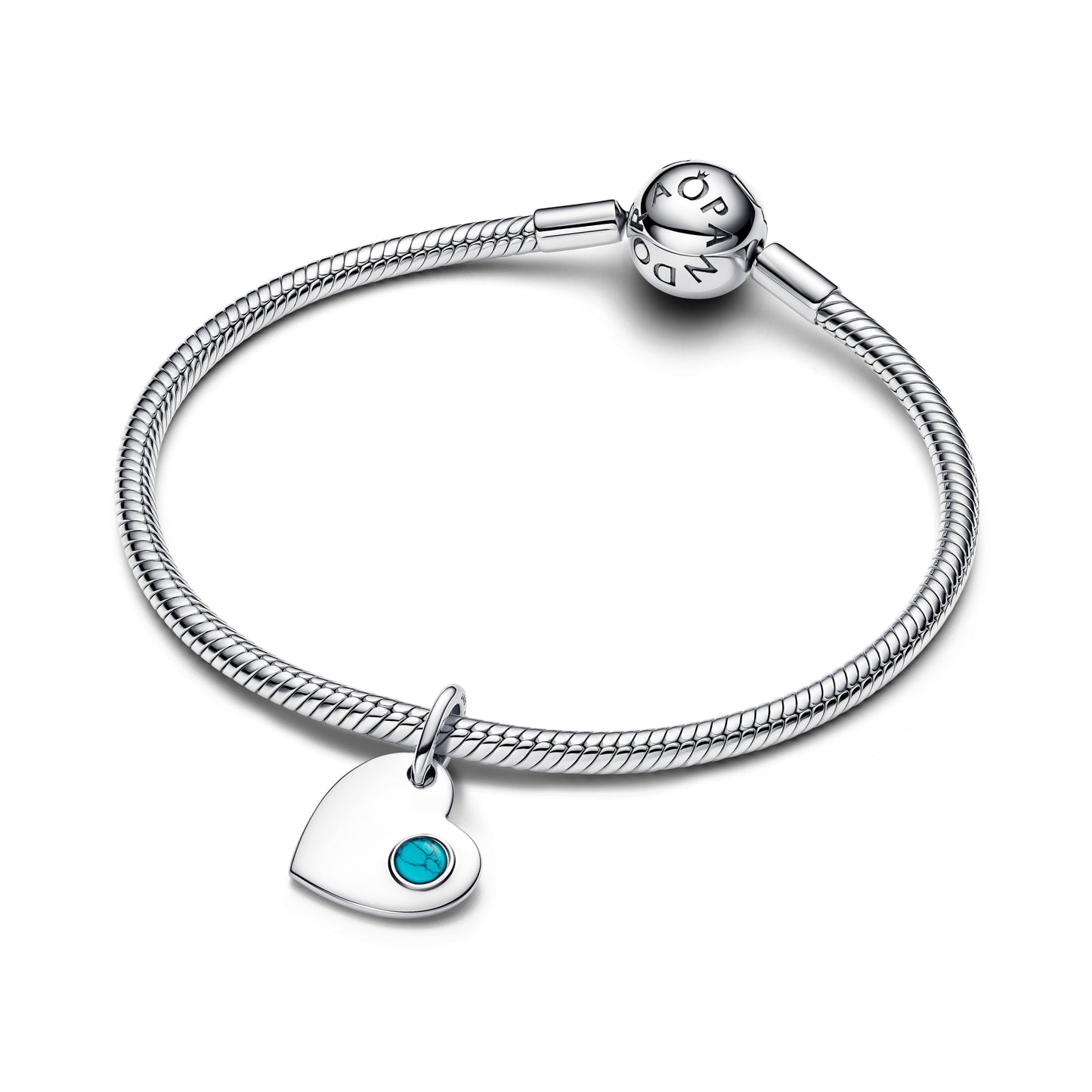 Engravable Heart Turquoise Blue Stone Dangle Charm Premium Fashion Jewelry Gift Collection