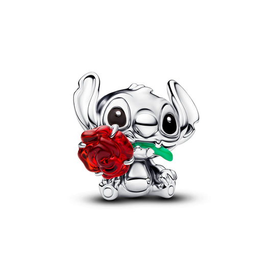 Disney Stitch Rose Murano Glass Charm Premium Fashion Jewelry Gift Collection