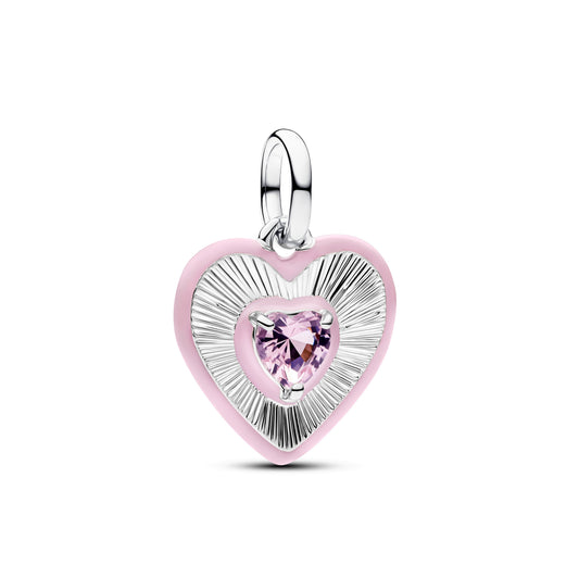 Radiating Pink Heart Medallion Charm Premium Fashion Jewelry Gift Collection