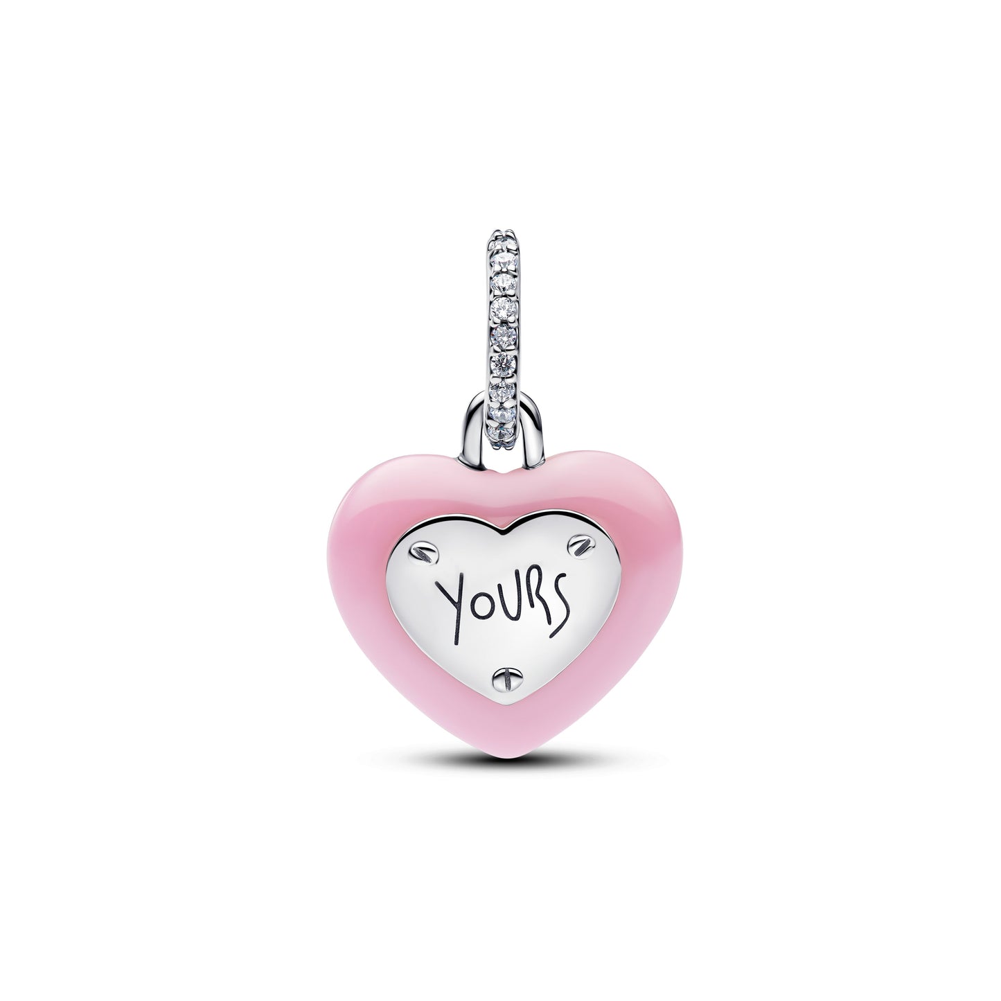 Pink Ceramic Heart Padlock Dangle Charm Premium Fashion Jewelry Gift Collection
