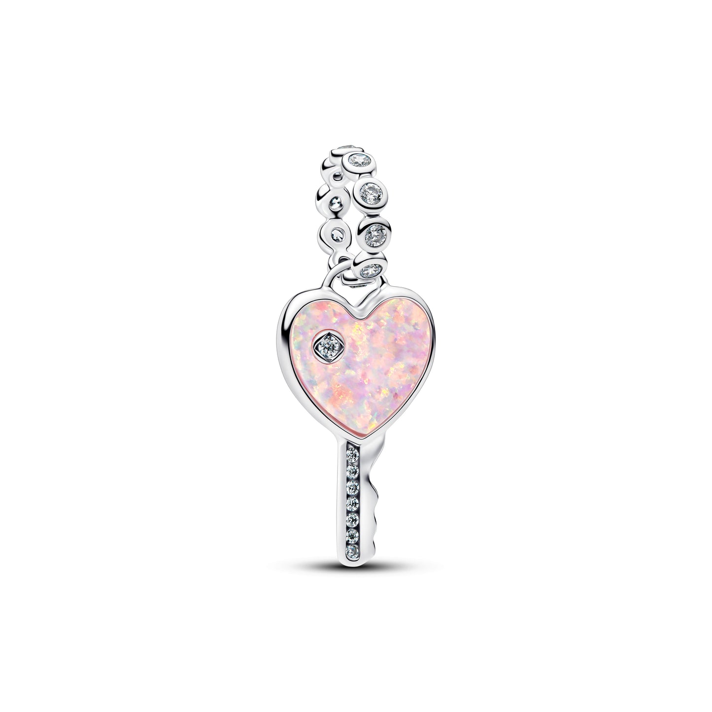 Opalescent Heart Key Dangle Charm Premium Fashion Jewelry Gift Collection