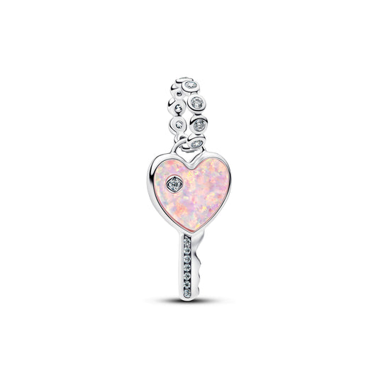 Opalescent Heart Key Dangle Charm Premium Fashion Jewelry Gift Collection