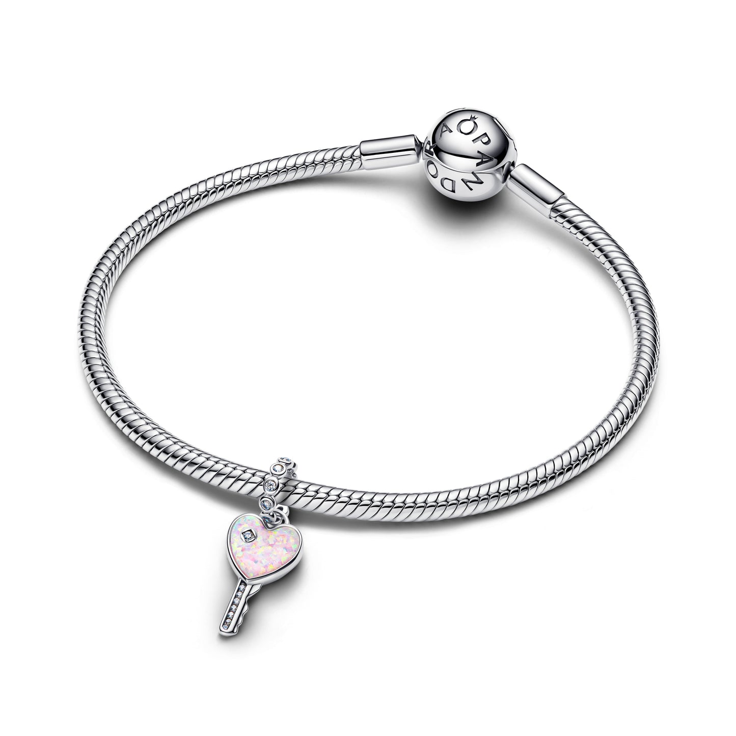 Opalescent Heart Key Dangle Charm Premium Fashion Jewelry Gift Collection