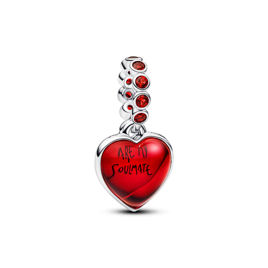 Red Murano Glass Heart Double Dangle Charm Premium Fashion Jewelry Gift Collection