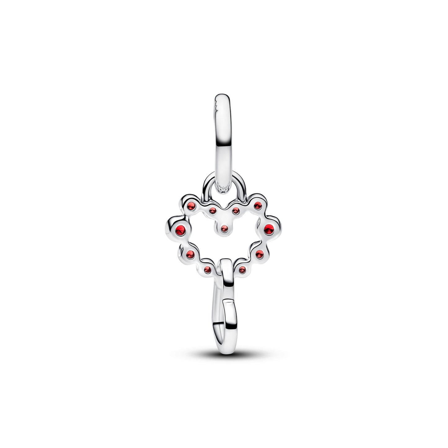 Connected Hearts & Red Stones Dangle Charm Premium Fashion Jewelry Gift Collection
