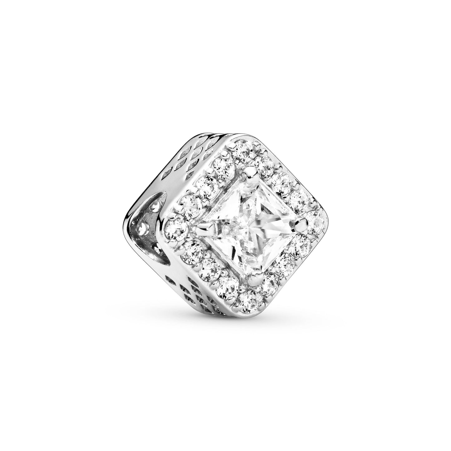 Square Sparkle Halo Charm Premium Fashion Jewelry Gift Collection