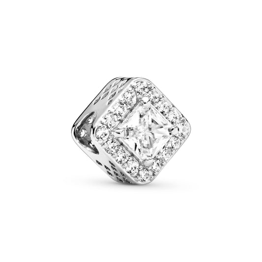 Square Sparkle Halo Charm Premium Fashion Jewelry Gift Collection