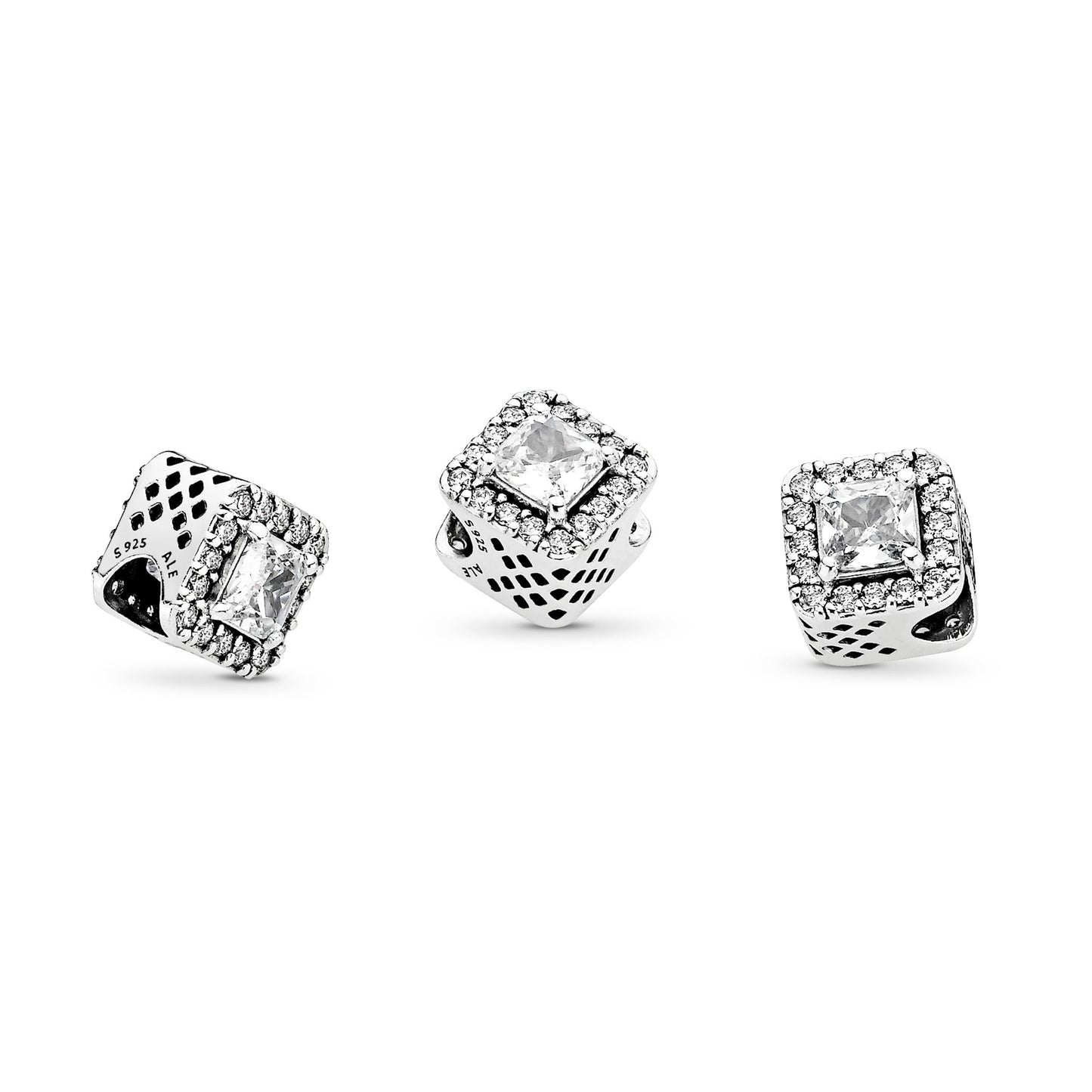 Square Sparkle Halo Charm Premium Fashion Jewelry Gift Collection