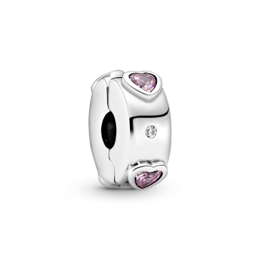 Sparkling Pink Hearts Clip Charm Premium Fashion Jewelry Gift Collection