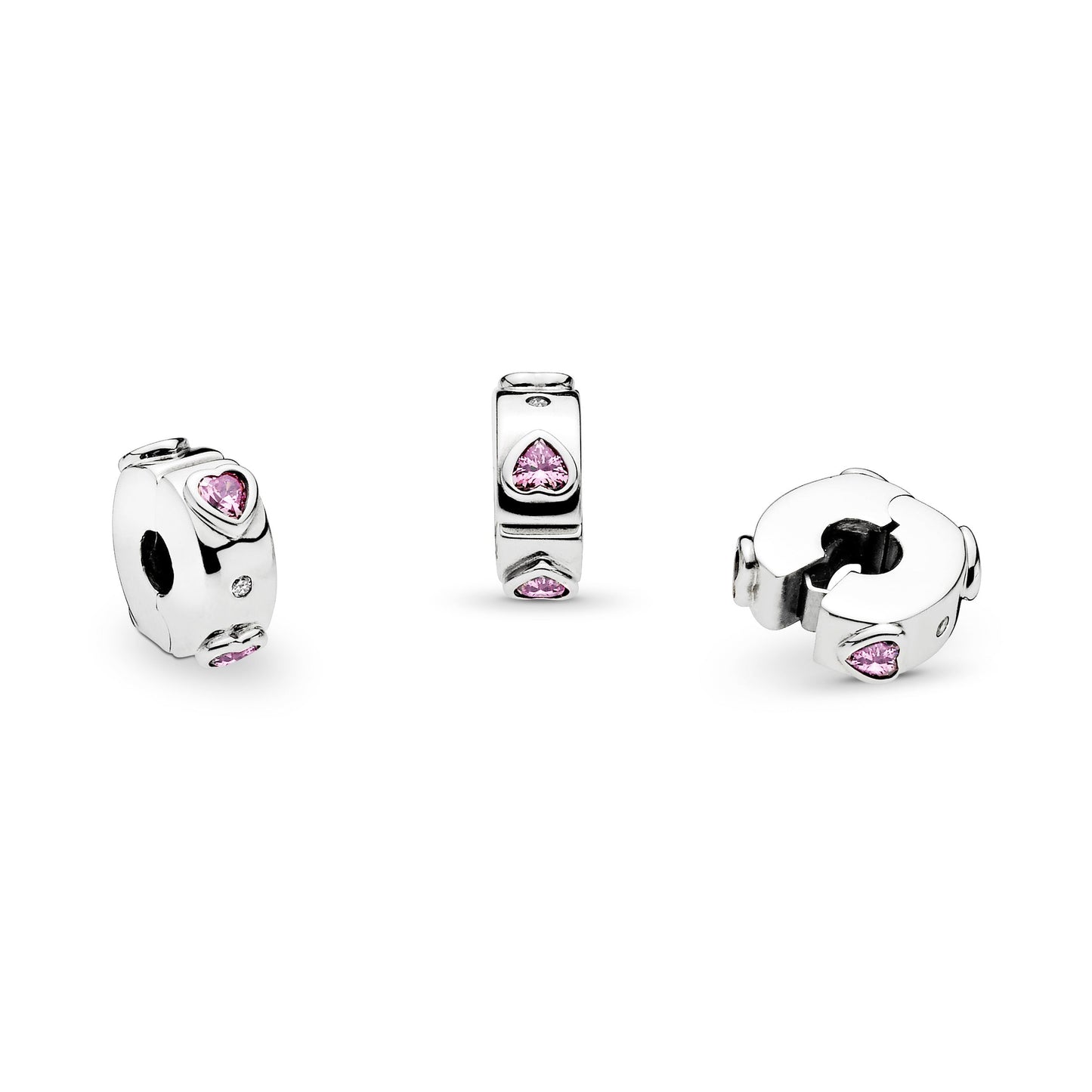 Sparkling Pink Hearts Clip Charm Premium Fashion Jewelry Gift Collection