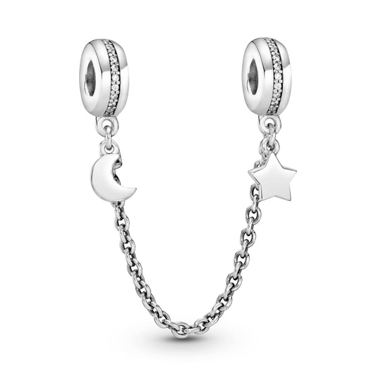 Half Moon & Star Safety Chain Charm Premium Fashion Jewelry Gift Collection