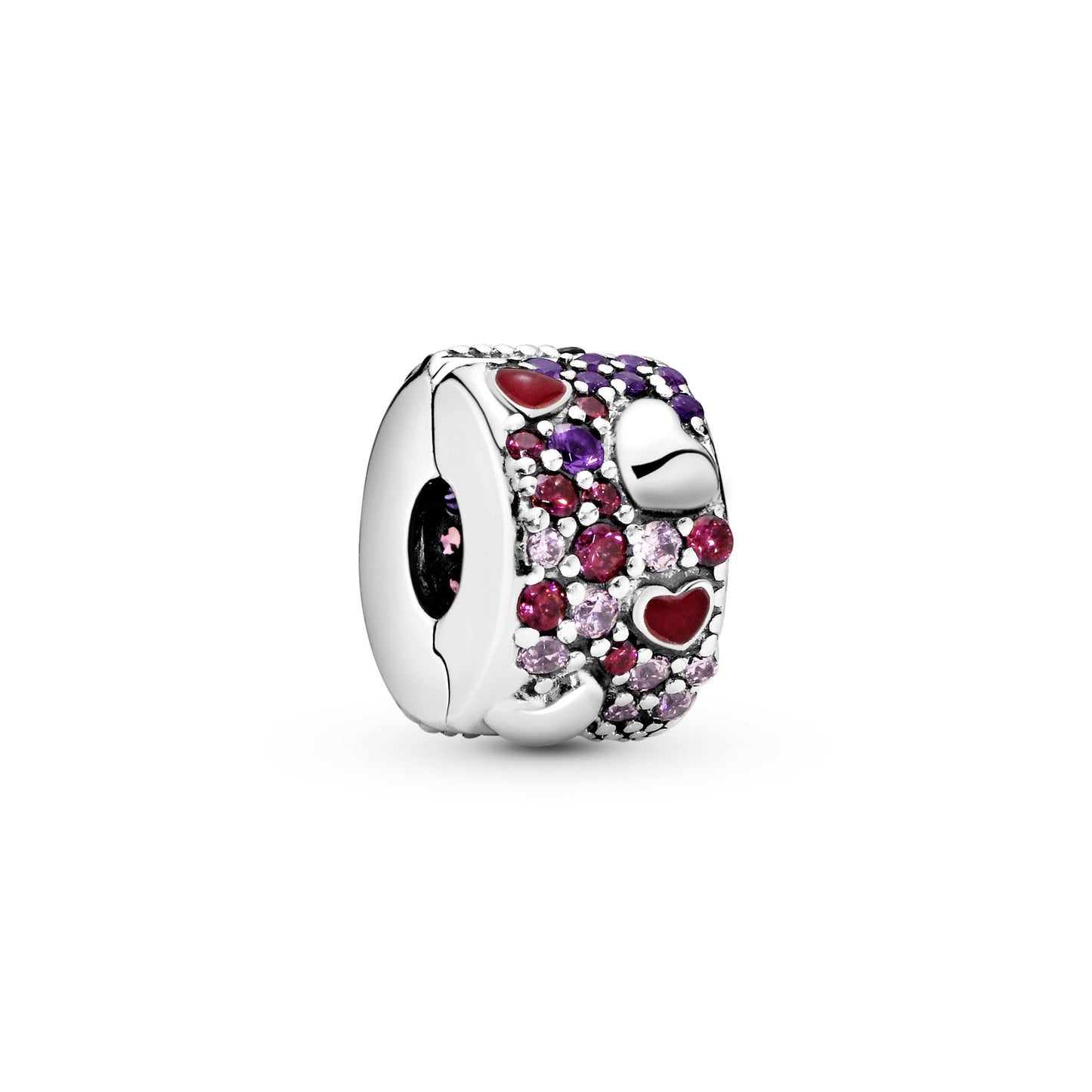 Asymmetrical Hearts Pavé Clip Charm Premium Fashion Jewelry Gift Collection