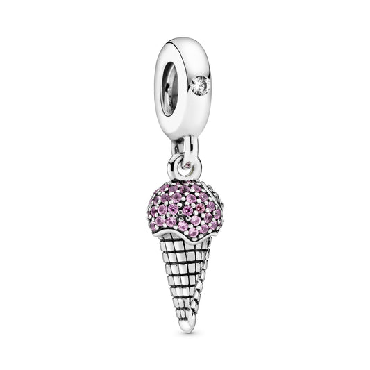 Pavé Ice Cream Cone Dangle Charm Premium Fashion Jewelry Gift Collection
