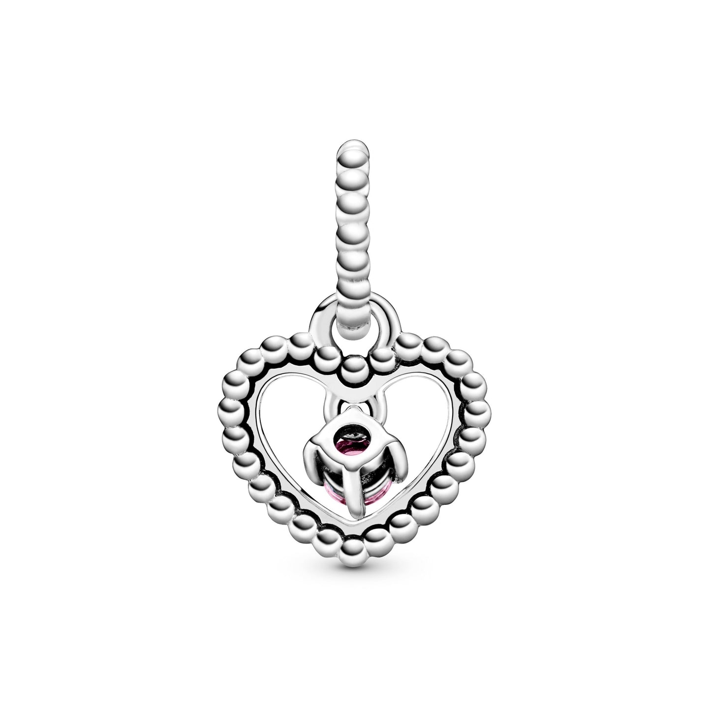 Blazing Red Beaded Heart Dangle Charm Premium Fashion Jewelry Gift Collection