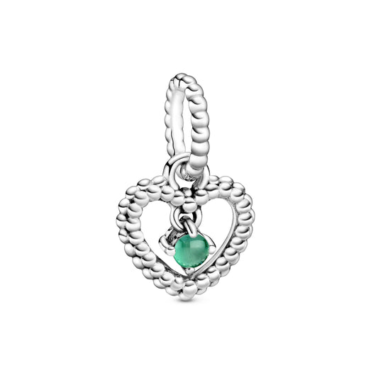 Rainforest Green Beaded Heart Dangle Charm Premium Fashion Jewelry Gift Collection