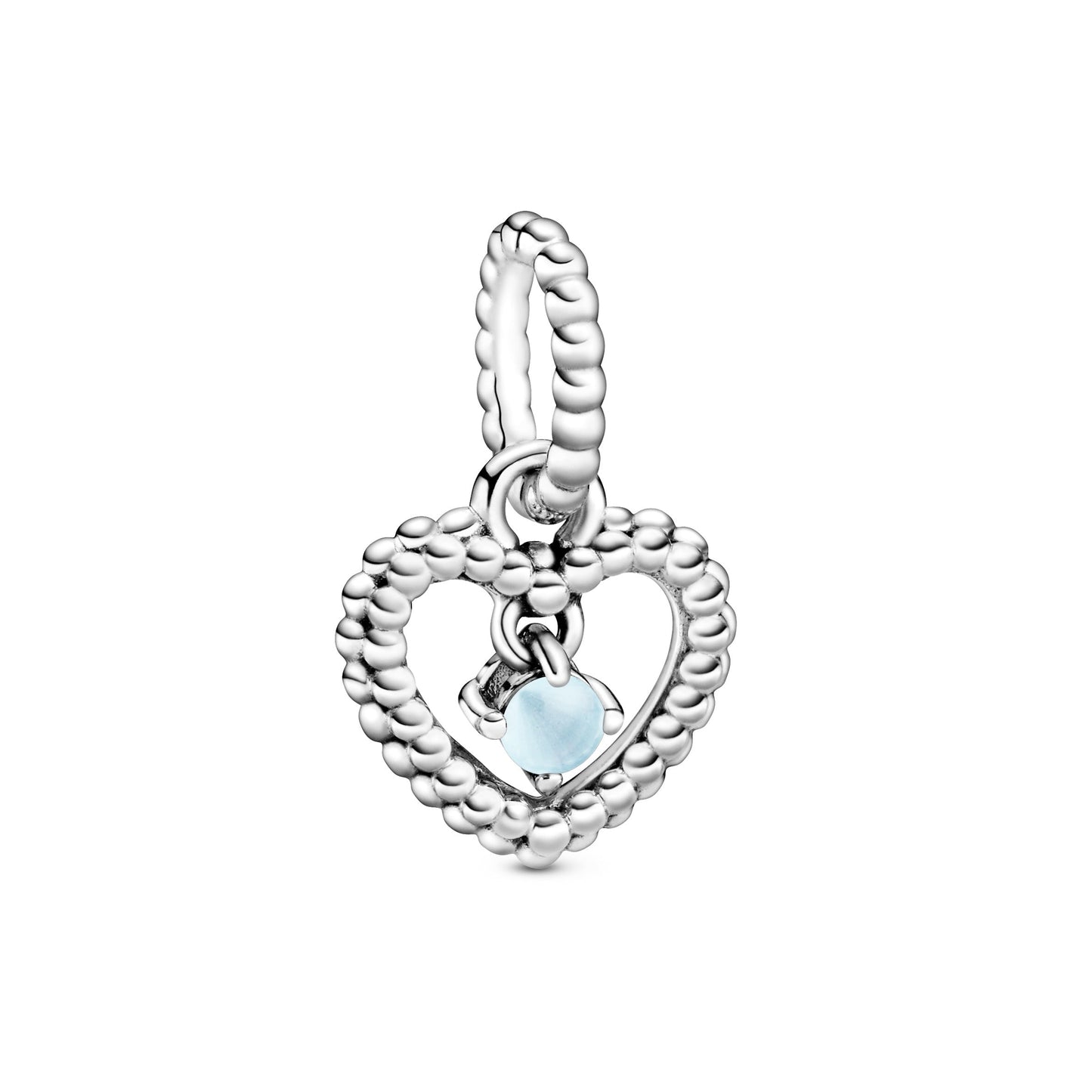 Sky Blue Beaded Heart Dangle Charm Premium Fashion Jewelry Gift Collection