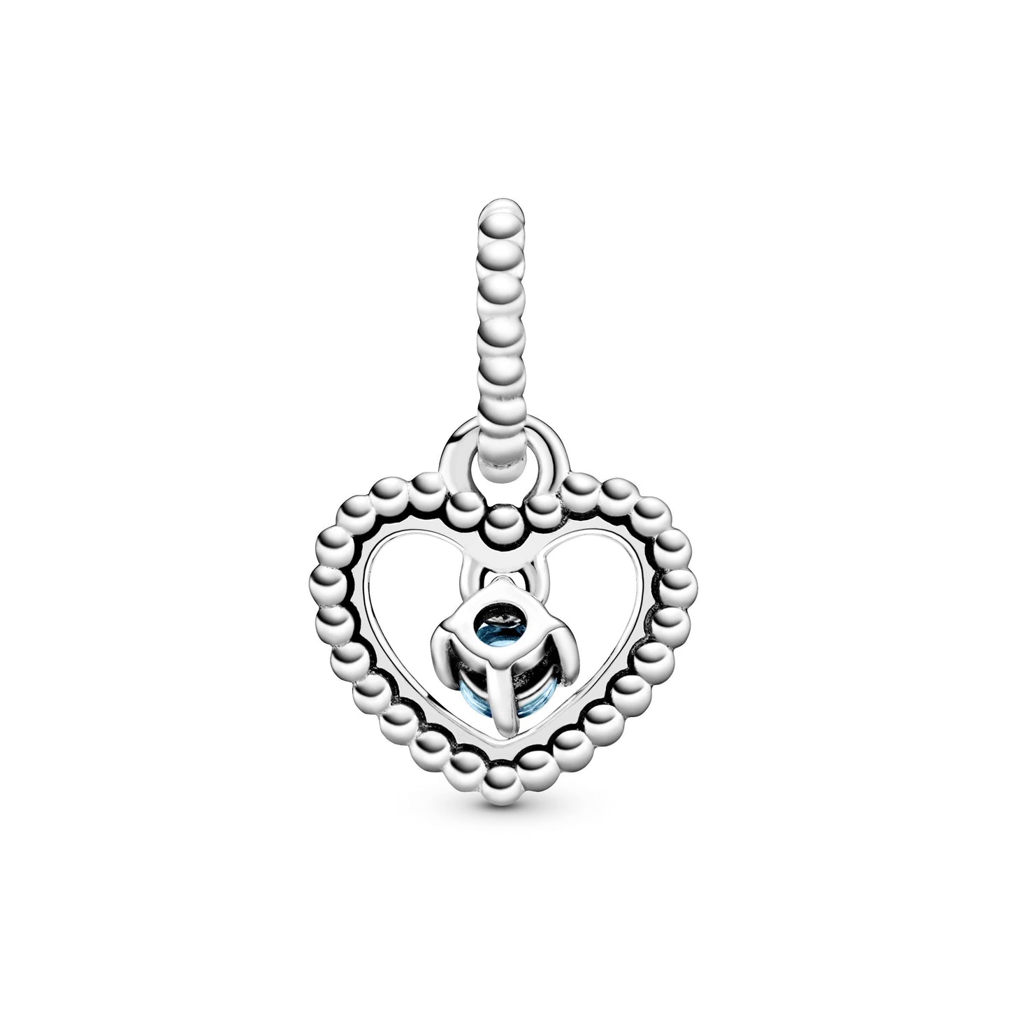 Sky Blue Beaded Heart Dangle Charm Premium Fashion Jewelry Gift Collection