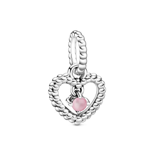 Petal Pink Beaded Heart Dangle Charm Premium Fashion Jewelry Gift Collection