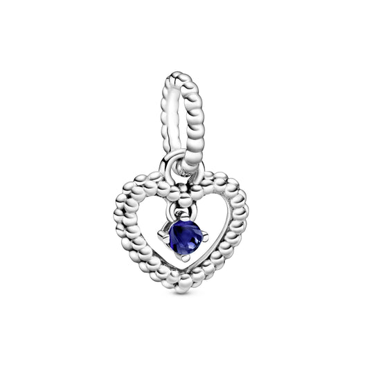 Sea Blue Beaded Heart Dangle Charm Premium Fashion Jewelry Gift Collection