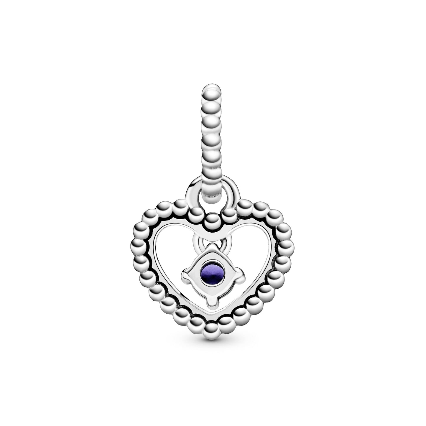 Sea Blue Beaded Heart Dangle Charm Premium Fashion Jewelry Gift Collection