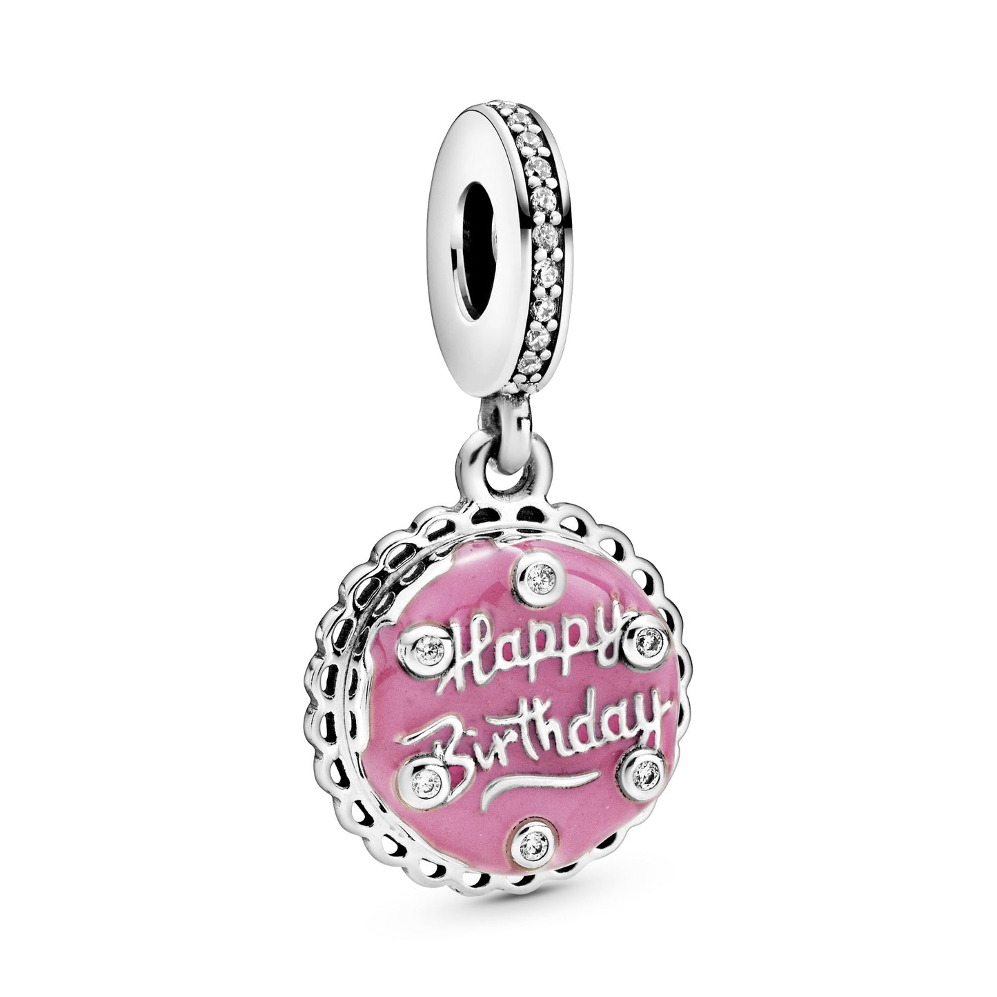 Pink Birthday Cake Dangle Charm Premium Fashion Jewelry Gift Collection