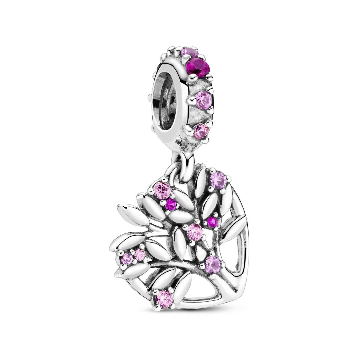 Pink Heart Family Tree Dangle Charm Premium Fashion Jewelry Gift Collection