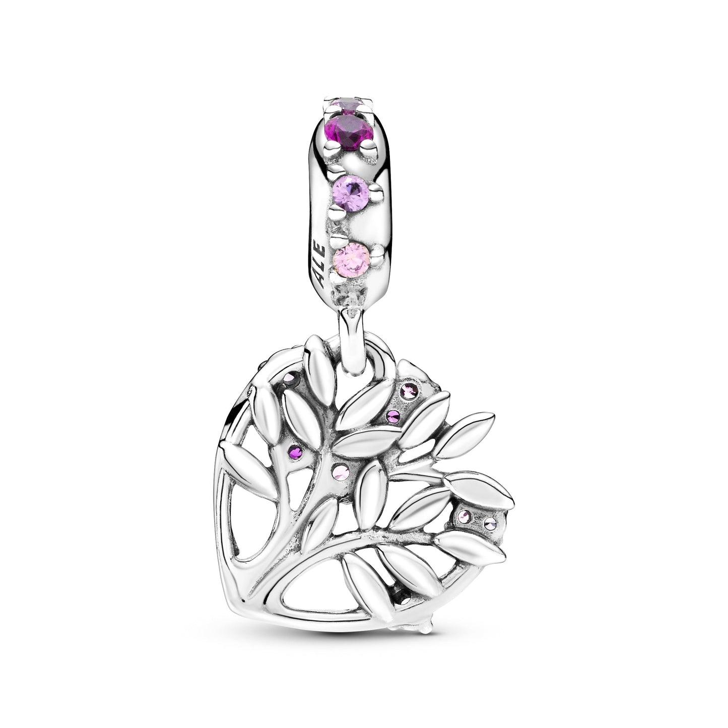 Pink Heart Family Tree Dangle Charm Premium Fashion Jewelry Gift Collection