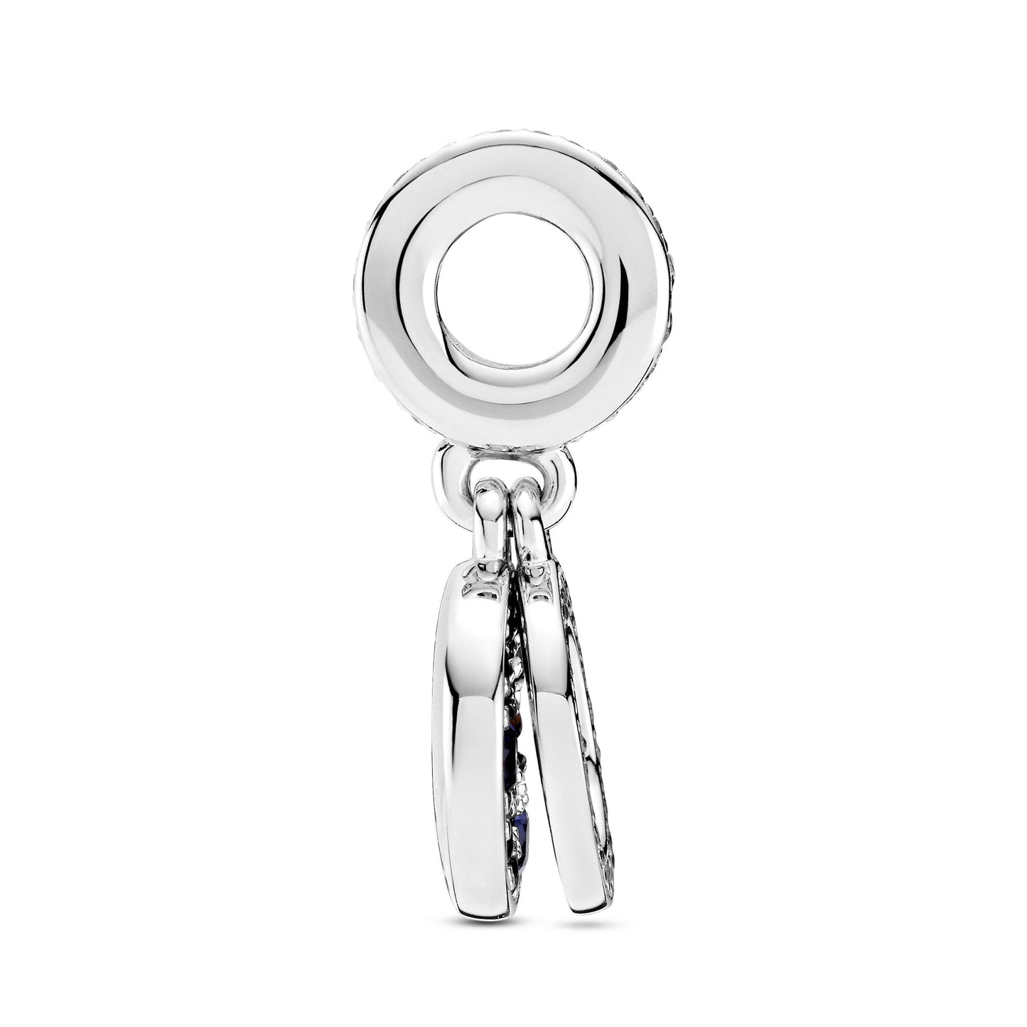 Sparkling Blue Disc Double Dangle Charm Premium Fashion Jewelry Gift Collection