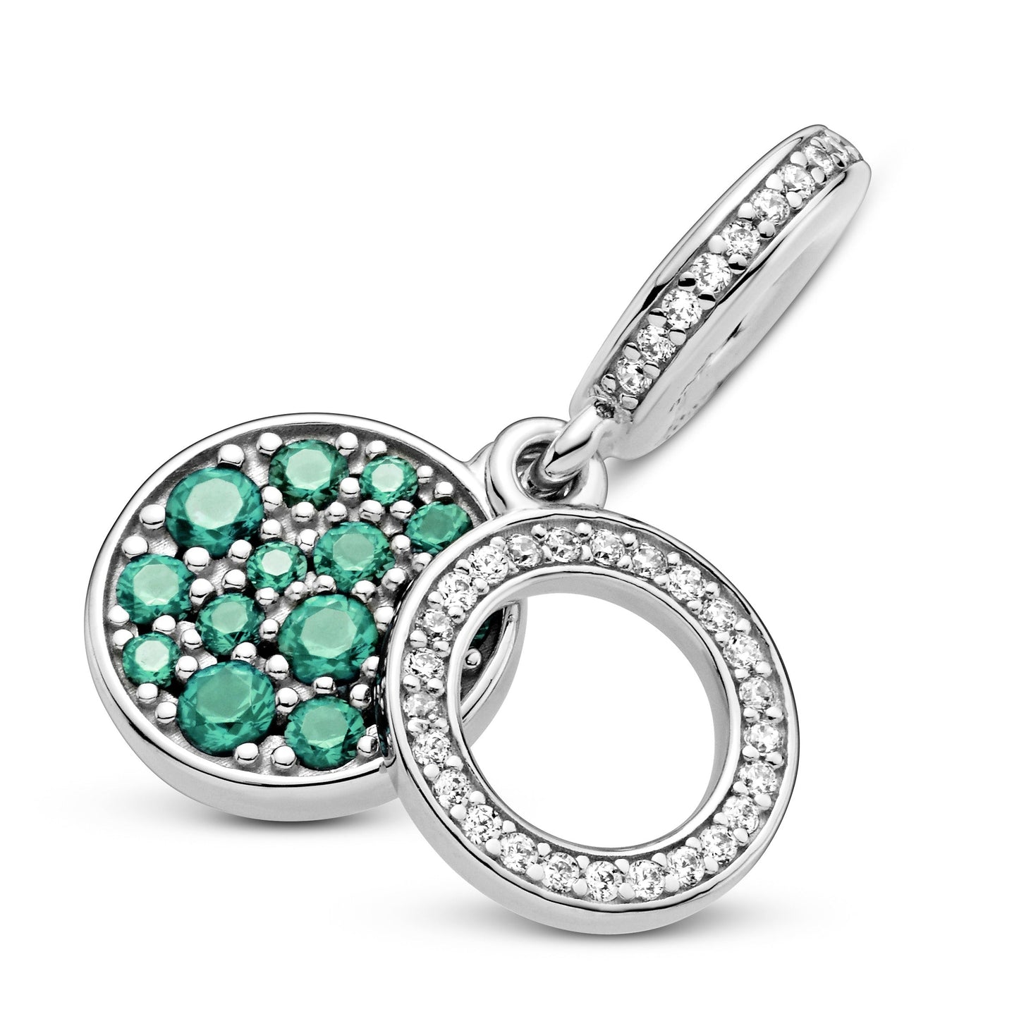 Sparkling Green Disc Double Dangle Charm Premium Fashion Jewelry Gift Collection