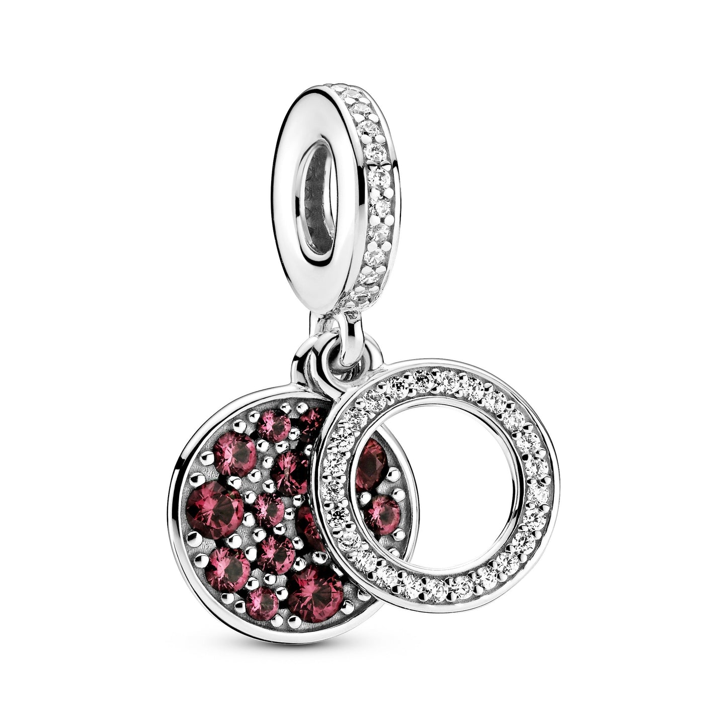 Sparkling Red Disc Double Dangle Charm Premium Fashion Jewelry Gift Collection