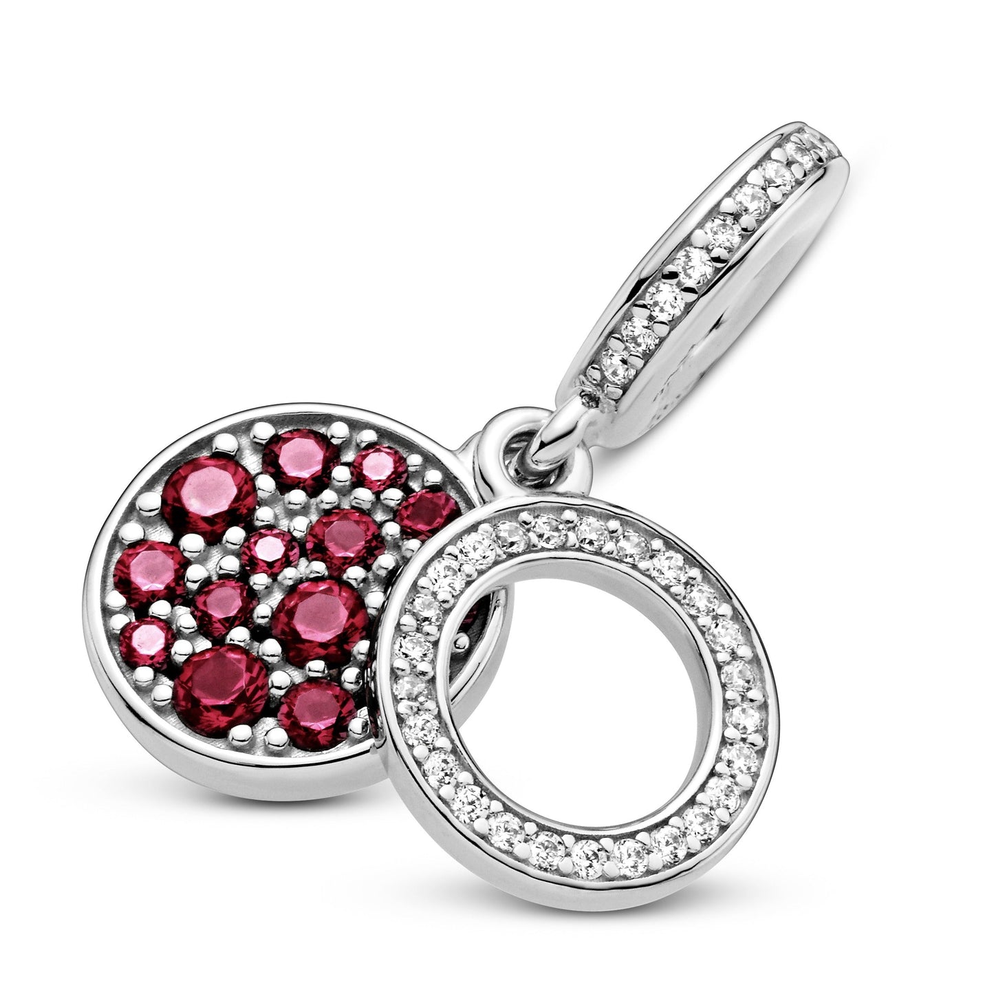 Sparkling Red Disc Double Dangle Charm Premium Fashion Jewelry Gift Collection