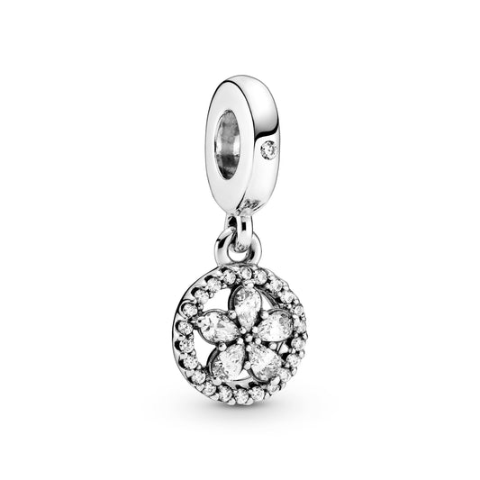 Sparkling Snowflake Circle Dangle Charm Premium Fashion Jewelry Gift Collection
