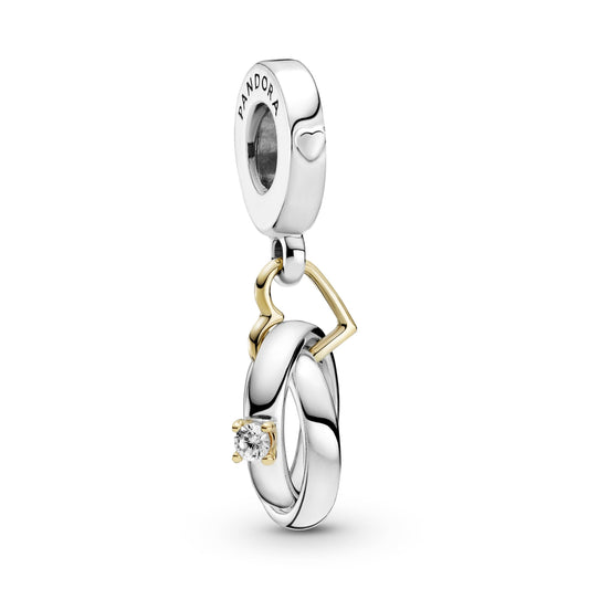 Two-tone Wedding Rings Dangle Charm Premium Fashion Jewelry Gift Collection