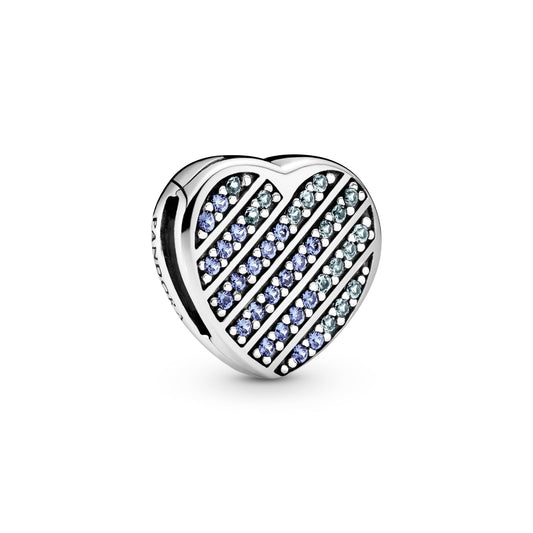 Pandora Reflexions Blue Pavé Heart Clip Charm Premium Fashion Jewelry Gift Collection