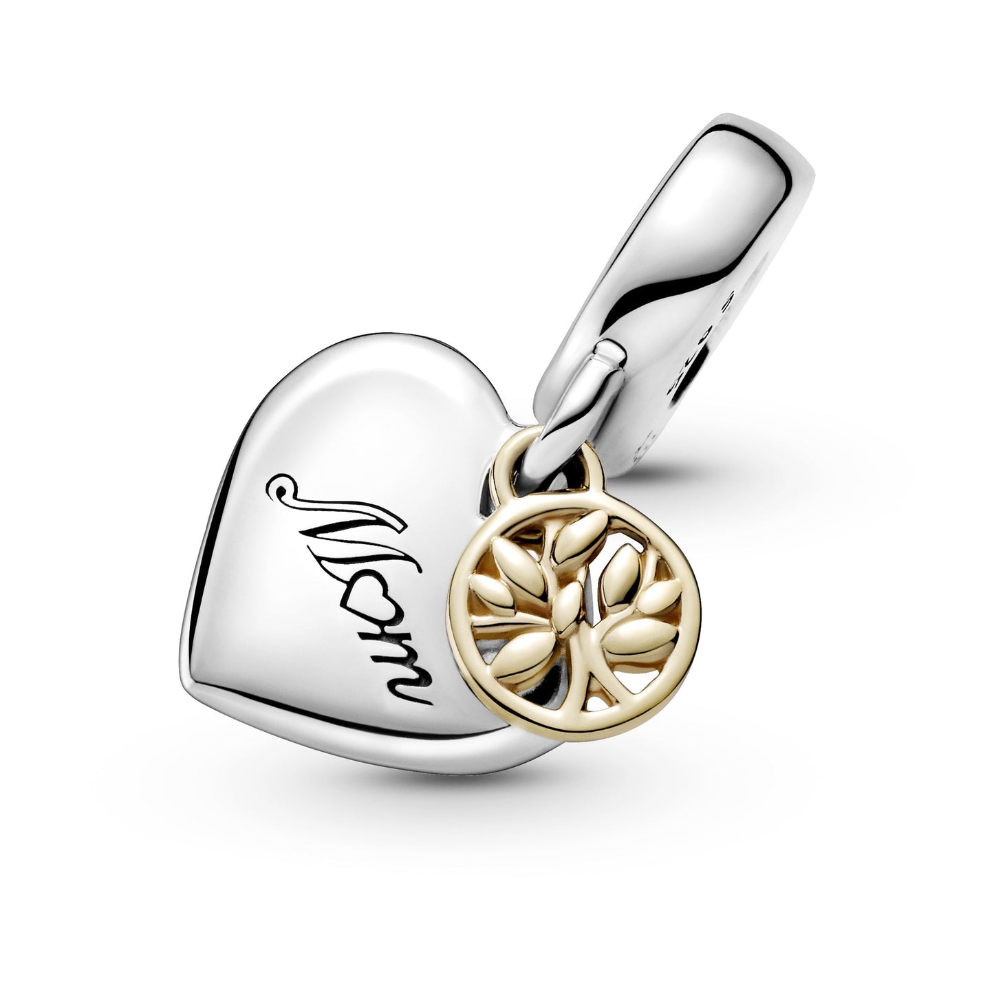 Two-tone Family Tree & Heart Dangle Charm Premium Fashion Jewelry Gift Collection