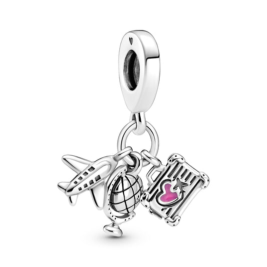 Airplane, Globe & Suitcase Dangle Charm Premium Fashion Jewelry Gift Collection