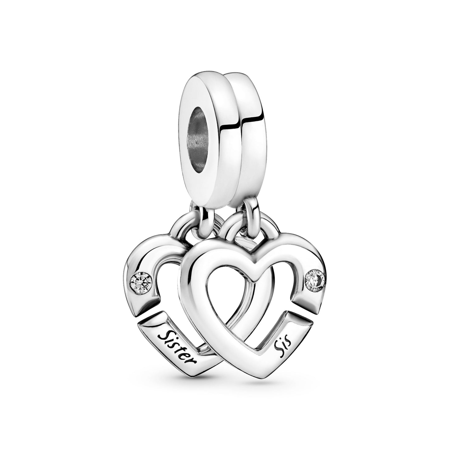 Linked Sister Hearts Split Dangle Charm Premium Fashion Jewelry Gift Collection