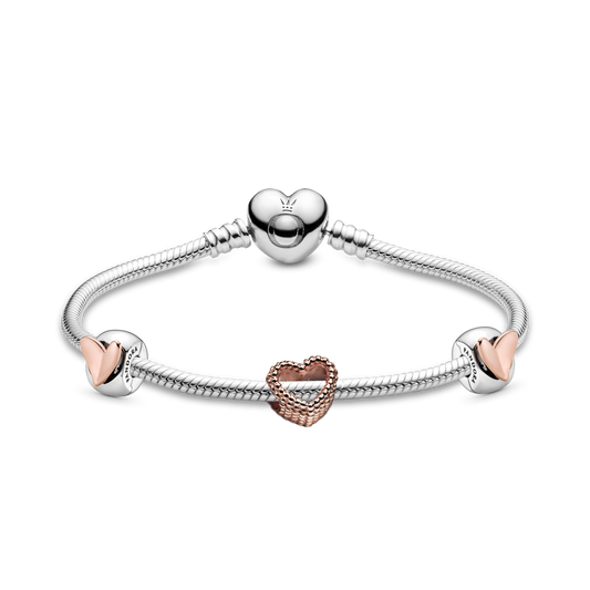 Love Hearts Bracelet and Charms Bundle Set Premium Fashion Jewelry Gift Collection