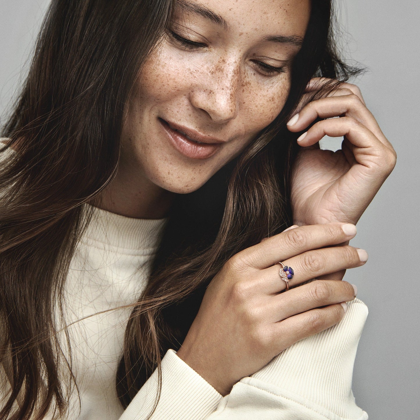 Deep Purple Pansy Flower Ring Popular Style Premium Collection