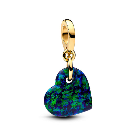 Opalescent Green Heart Dangle Charm Premium Fashion Jewelry Gift Collection