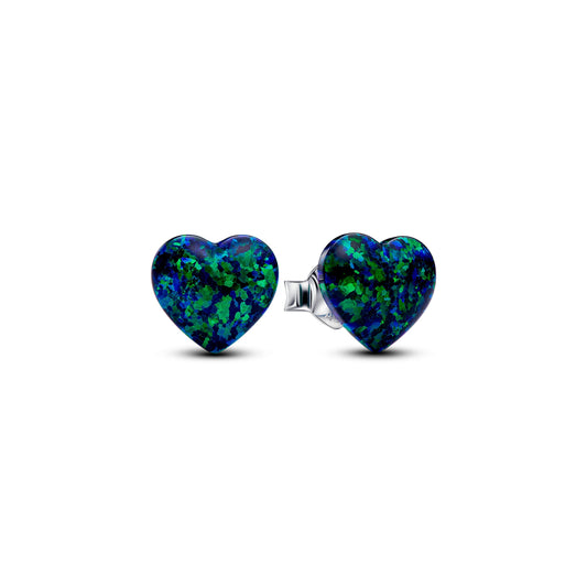 Opalescent Green Heart Stud Earrings Popular Style Premium Collection