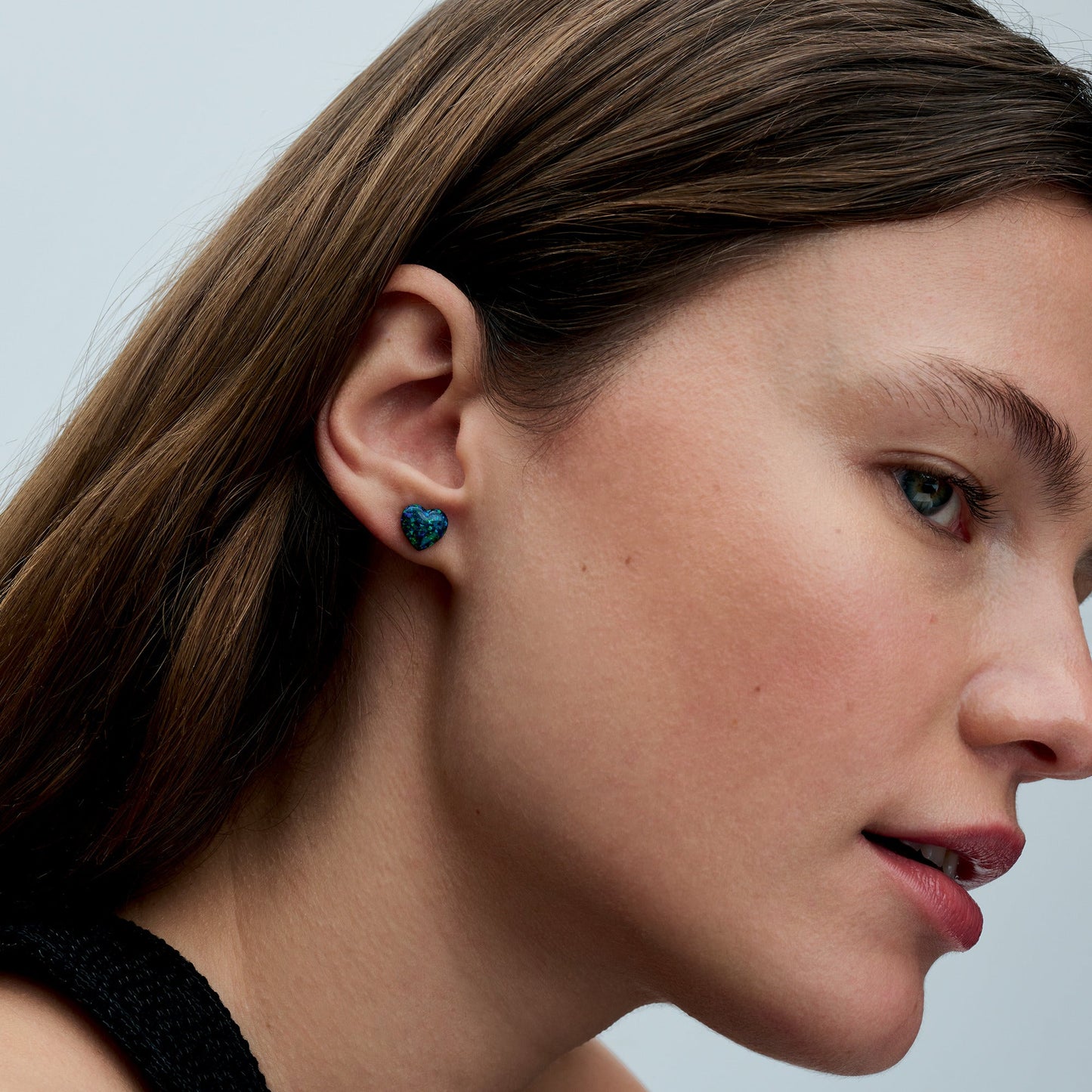 Opalescent Green Heart Stud Earrings Popular Style Premium Collection