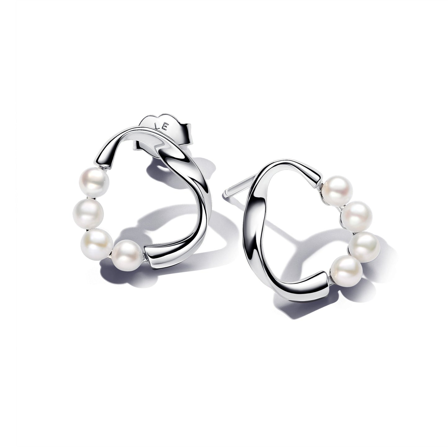Organically Shaped Circle & Treated Freshwater Cultured Pearls Stud Earrings Popular Style Premium Collection
